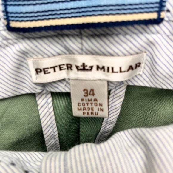 Peter Millar Mens Green Pima Cotton Flat Front Chino Pants*Size 34*EUC - Picture 6 of 13